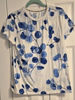 Blue Floral Watercolor Tee